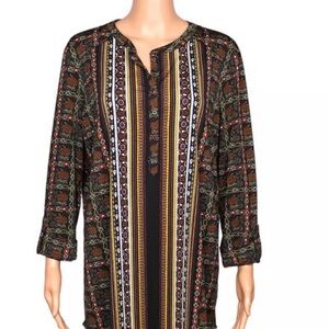Plus Size 1x beautiful Bohemian Long sleeve Tunic Blouse